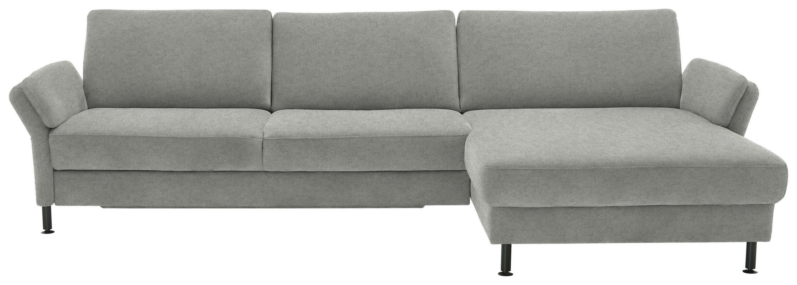 ECKSOFA  in Chenille, Flachgewebe Silberfarben  316/175 cm  - Silberfarben/Schwarz, Design, Textil/Metall (316/175cm) - Dieter Knoll