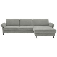 ECKSOFA  in Chenille, Flachgewebe Silberfarben  316/175 cm  - Silberfarben/Schwarz, Design, Textil/Metall (316/175cm) - Dieter Knoll