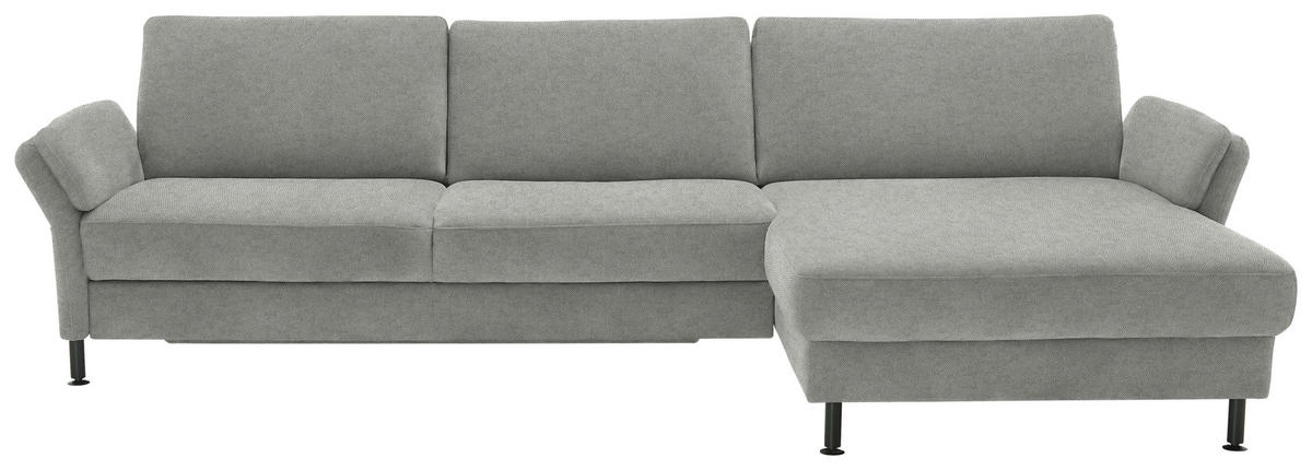 ECKSOFA  in Chenille, Flachgewebe Silberfarben  316/175 cm  - Silberfarben/Schwarz, Design, Textil/Metall (316/175cm) - Dieter Knoll