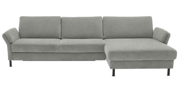 ECKSOFA  in Chenille, Flachgewebe Silberfarben  316/175 cm  - Silberfarben/Schwarz, Design, Textil/Metall (316/175cm) - Dieter Knoll