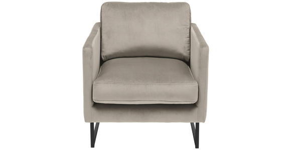 SESSEL in Samt Taupe - Taupe/Schwarz, Design, Textil/Metall (72/78/84cm) - Carryhome