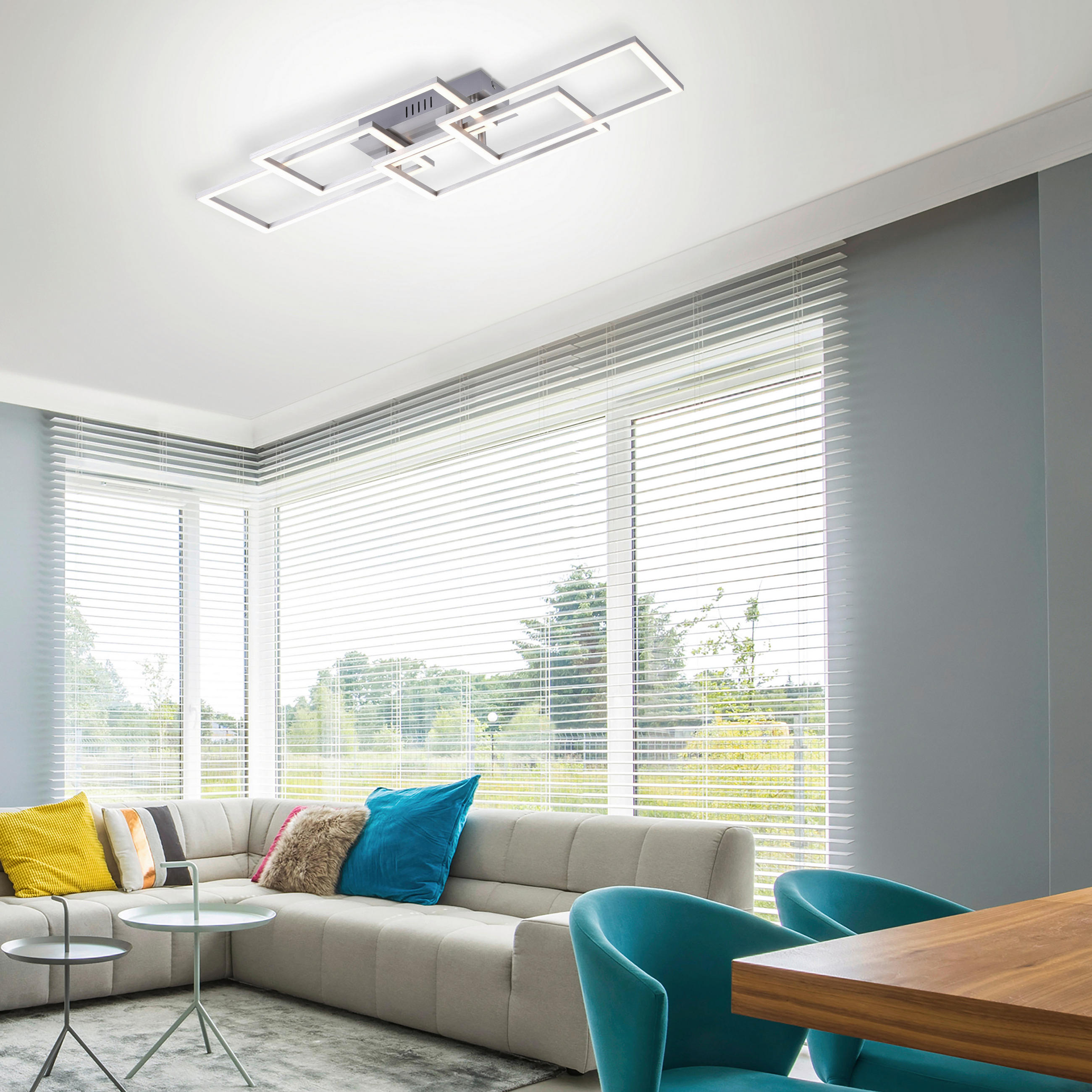 LED-DECKENLEUCHTE Iven 70/34,5/9,5 cm   - Alufarben, Design, Kunststoff/Metall (70/34,5/9,5cm)