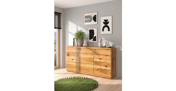 SIDEBOARD Eichefarben  181/95/38 cm  - Eichefarben/Schwarz, Natur, Holz/Metall (181/95/38cm) - Linea Natura