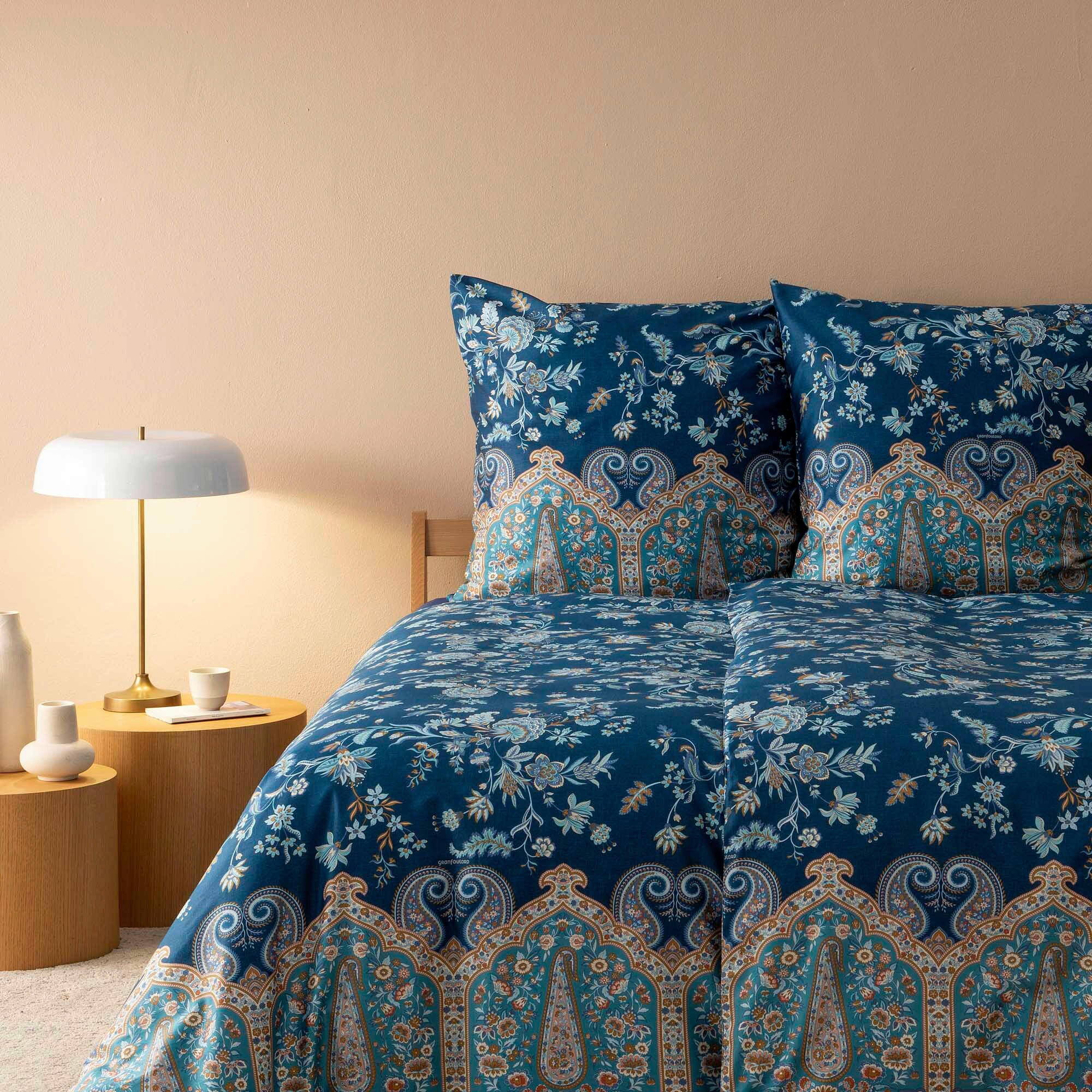 POSTELJNINA 140/200 cm saten modra  - modra, Konvencionalno, tekstil (140/200cm) - Bassetti