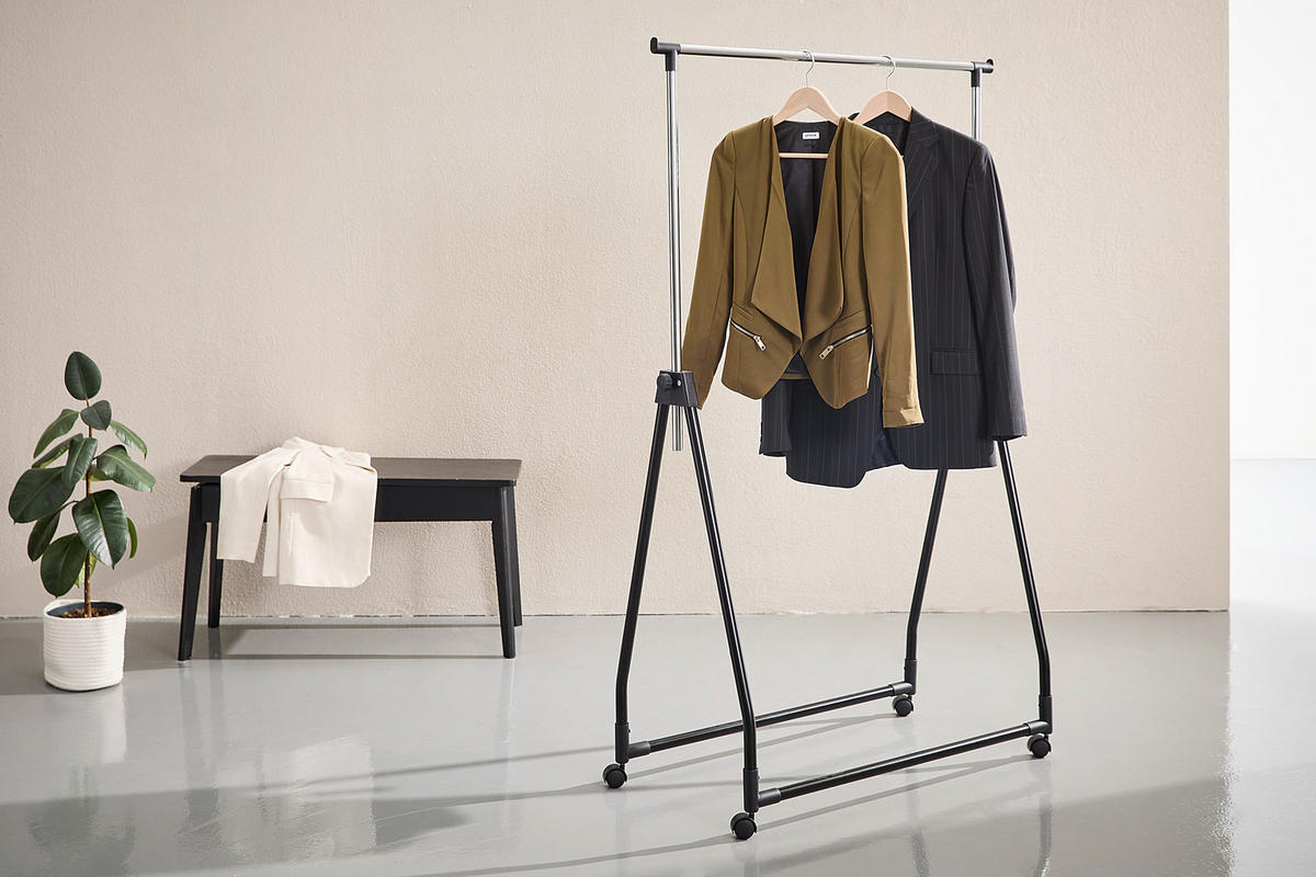 Cuier Mobil Cu Raft Pantofi negru, culoare crom, 92/99/167/48 cm   - culoare crom/negru, Basics, plastic/metal (92/99/167/48cm) - Boxxx