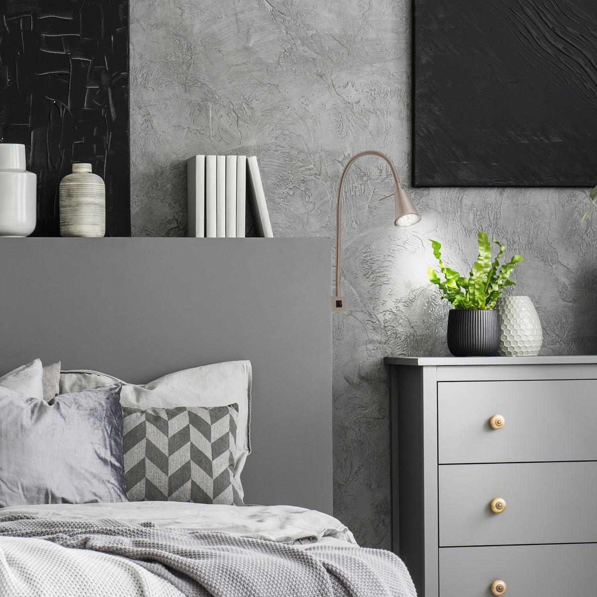 LED-WANDLEUCHTE 20.5/45 cm   - Nickelfarben, KONVENTIONELL, Metall (20.5/45cm)