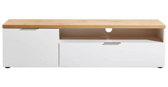 LOWBOARD Weiß, Eichefarben  - Eichefarben/Alufarben, Design (180/49/43cm) - Xora