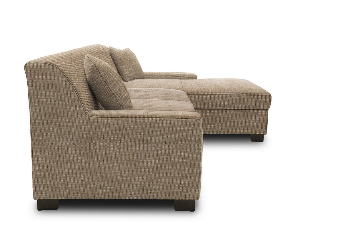 ECKSOFA Braun, Beige Webstoff  - Wengefarben/Beige, Design, Holz/Textil (268/153cm) - MID.YOU