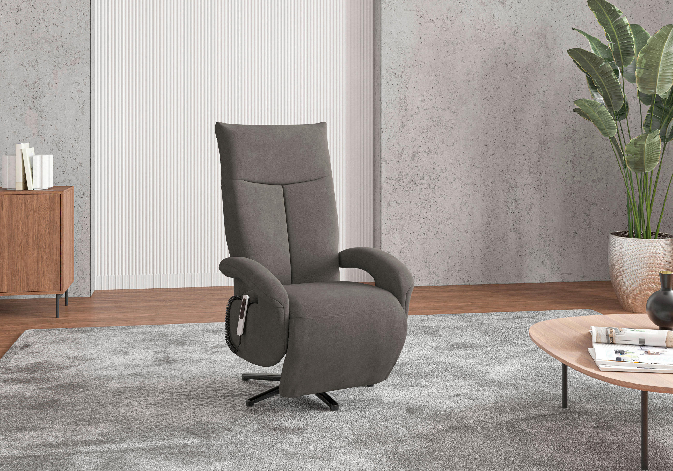 SESSEL in Flachgewebe Graphitfarben  - Schwarz/Graphitfarben, KONVENTIONELL, Textil/Metall (74/112/82cm) - Sit & More
