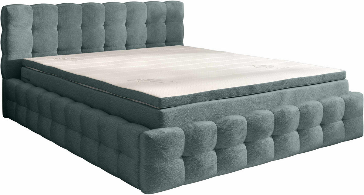 POLSTERBETT 140/200 cm,  in Grau, Matratze, gepolstertes Kopfteil, Lattenrost, Bettkasten, Topper, H3 + H3 = fest  - Schwarz/Weiß, MODERN, Holz/Kunststoff (140/200cm) - Chameo