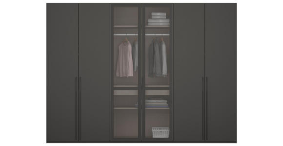 DREHTÜRENSCHRANK in Graphitfarben - Graphitfarben, Trend, Glas/Holzwerkstoff (301/223/60cm) - Novel