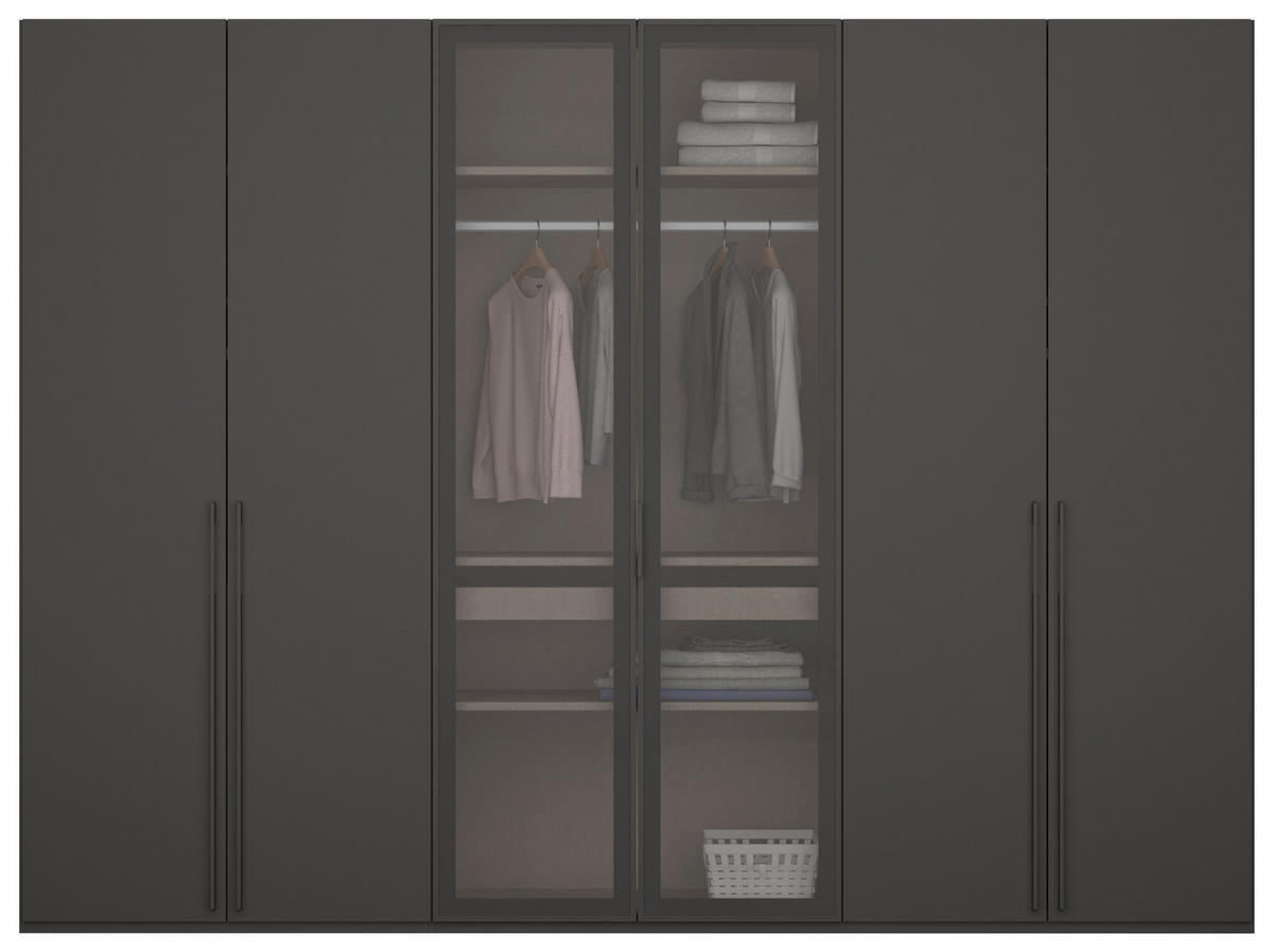 DREHTÜRENSCHRANK in Graphitfarben, Grau  - Graphitfarben/Grau, Trend, Glas/Holzwerkstoff (301/235/60cm) - Novel