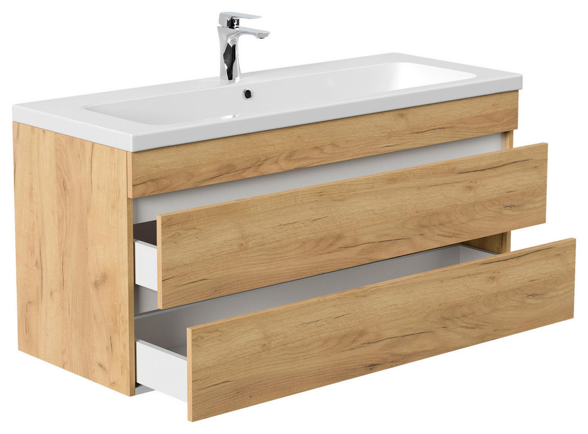 WASCHTISCHKOMBI 120 cm  - Eichefarben/Weiß, Basics, Holzwerkstoff/Stein (120cm) - MID.YOU