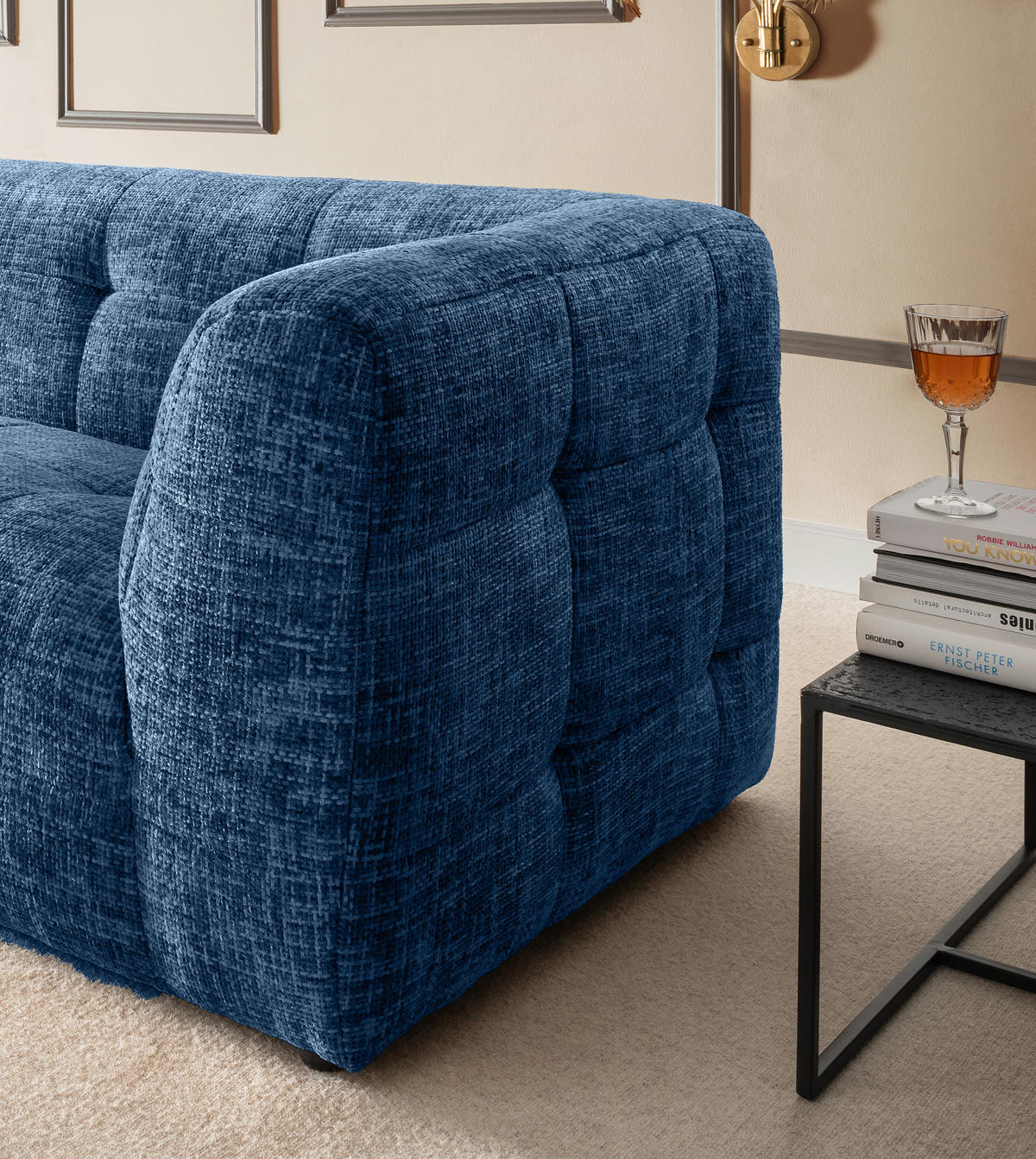 2-SITZER-SOFA in Struktur Blau  - Blau/Schwarz, Design, Kunststoff/Textil (184/72/95cm) - Livetastic