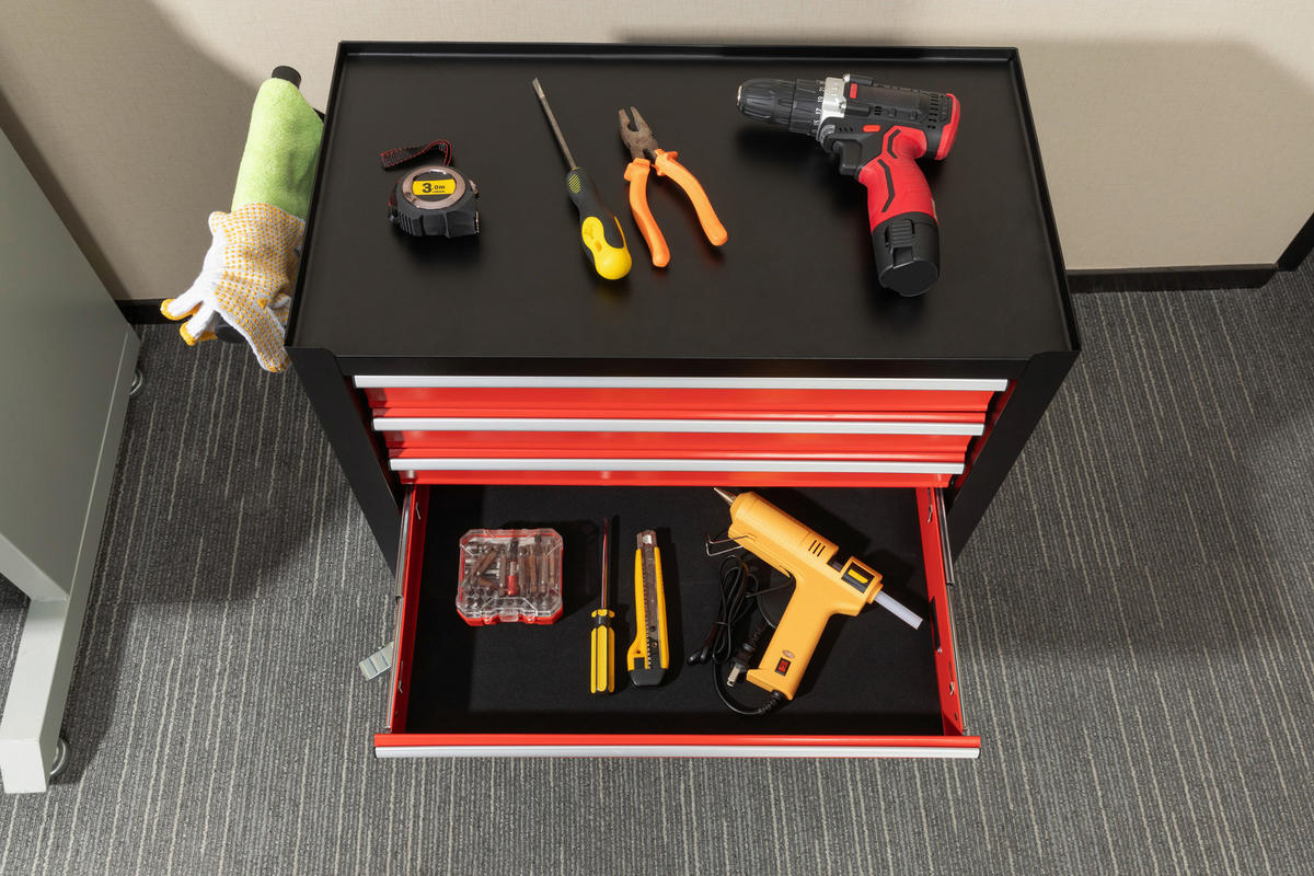 WERKSTATTWAGEN TC-174001  - Rot/Schwarz, KONVENTIONELL, Kunststoff/Metall (61,6/33/74,5cm)