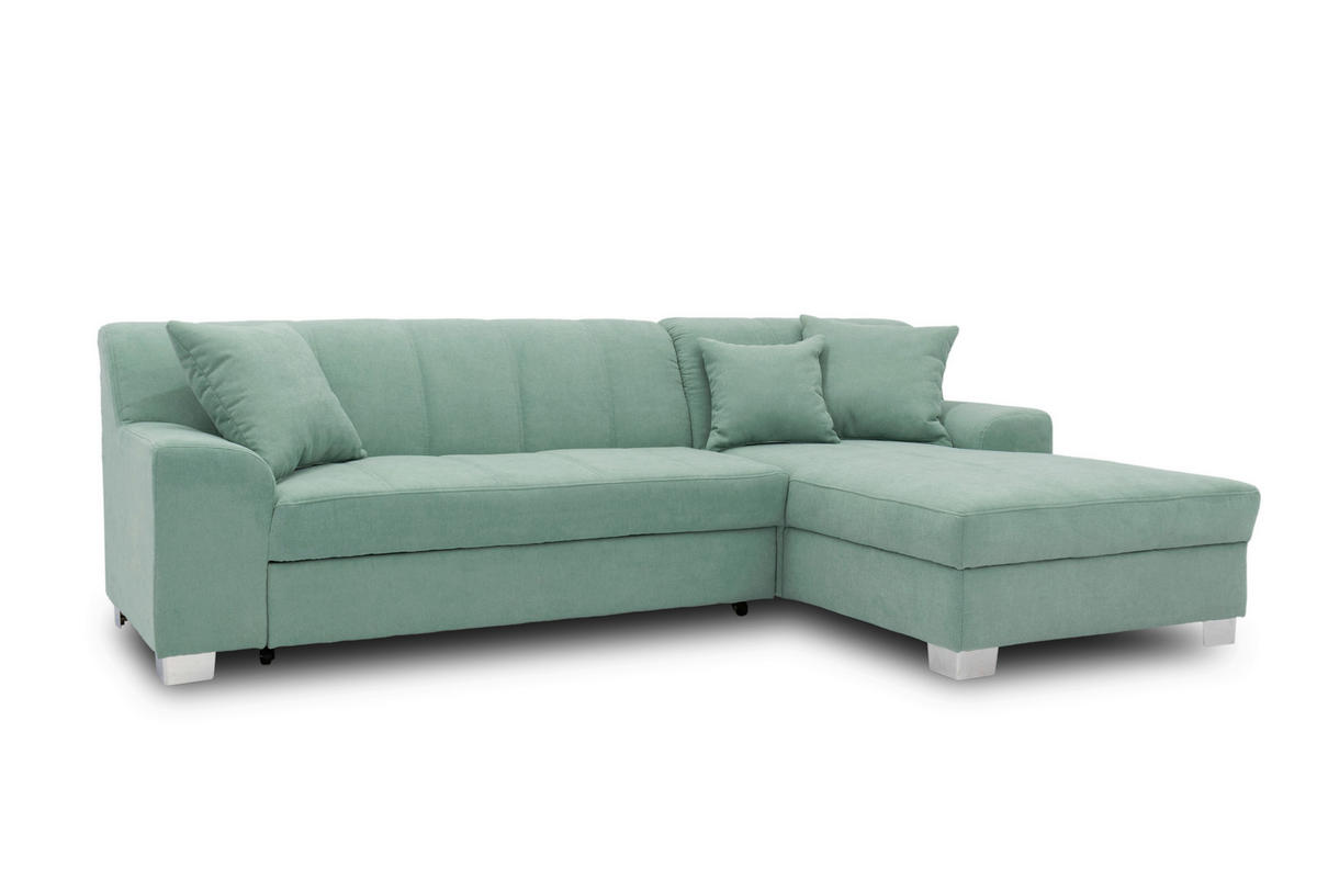 ECKSOFA CAPRI Mintgrün Mikrofaser  - Chromfarben/Mintgrün, KONVENTIONELL, Textil/Metall (239/152cm) - MID.YOU