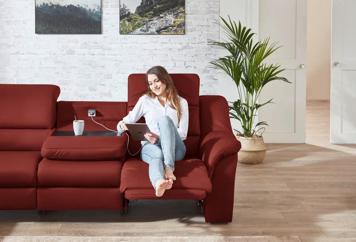 ECKSOFA  in Echtleder Rotorange  260/324 cm  - Rotorange/Schwarz, KONVENTIONELL, Leder/Kunststoff (260/324cm) - Cantus