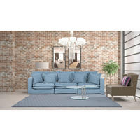 BIGSOFA STELLA Webstoff Blau  - Blau/Schwarz, Design, Kunststoff/Textil (338/90/119cm) - P & B