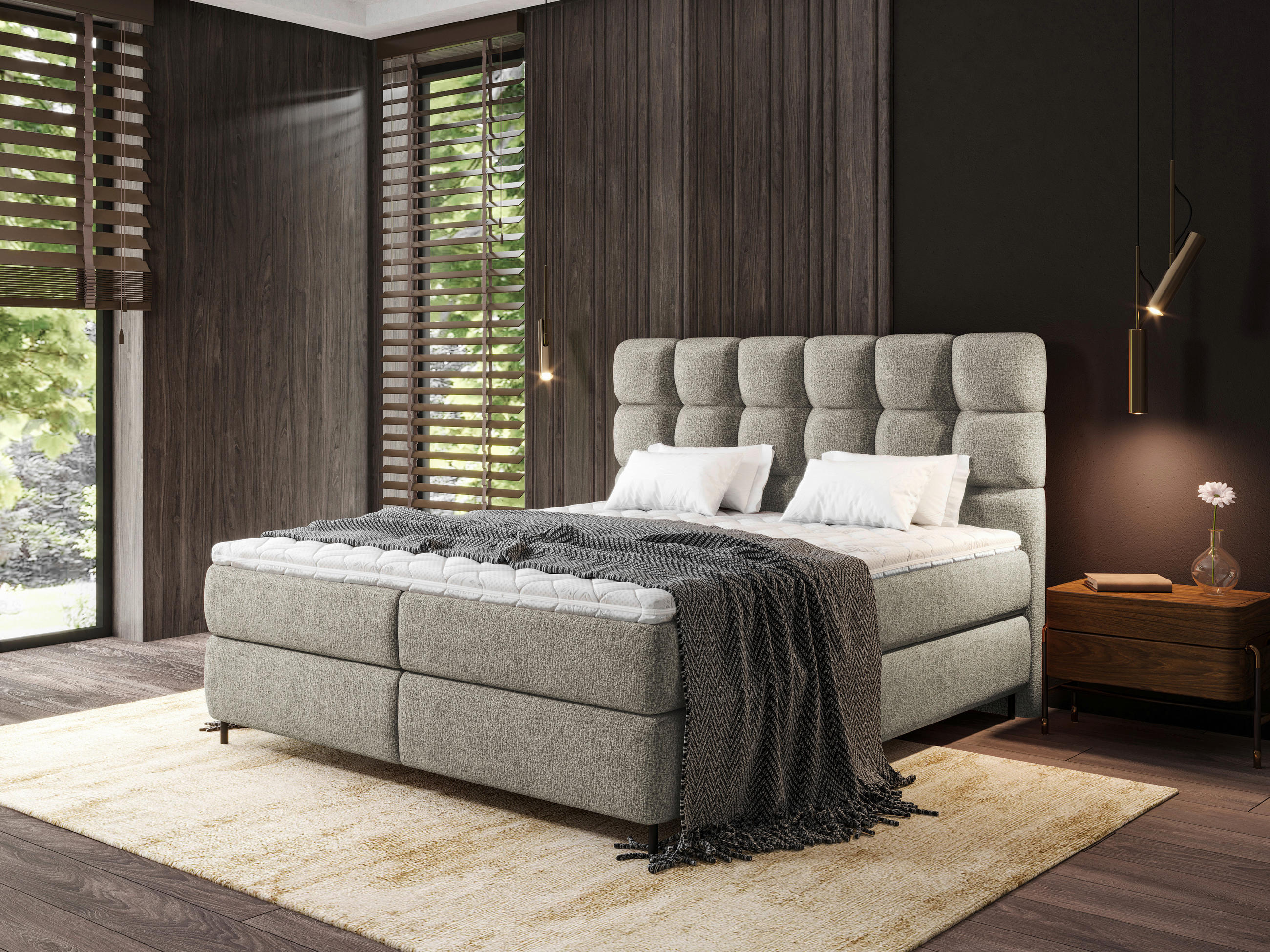 BOXSPRINGBETT 180/200 cm  in Taupe  - Taupe/Schwarz, Trend, Textil/Metall (180/200cm) - Esposa