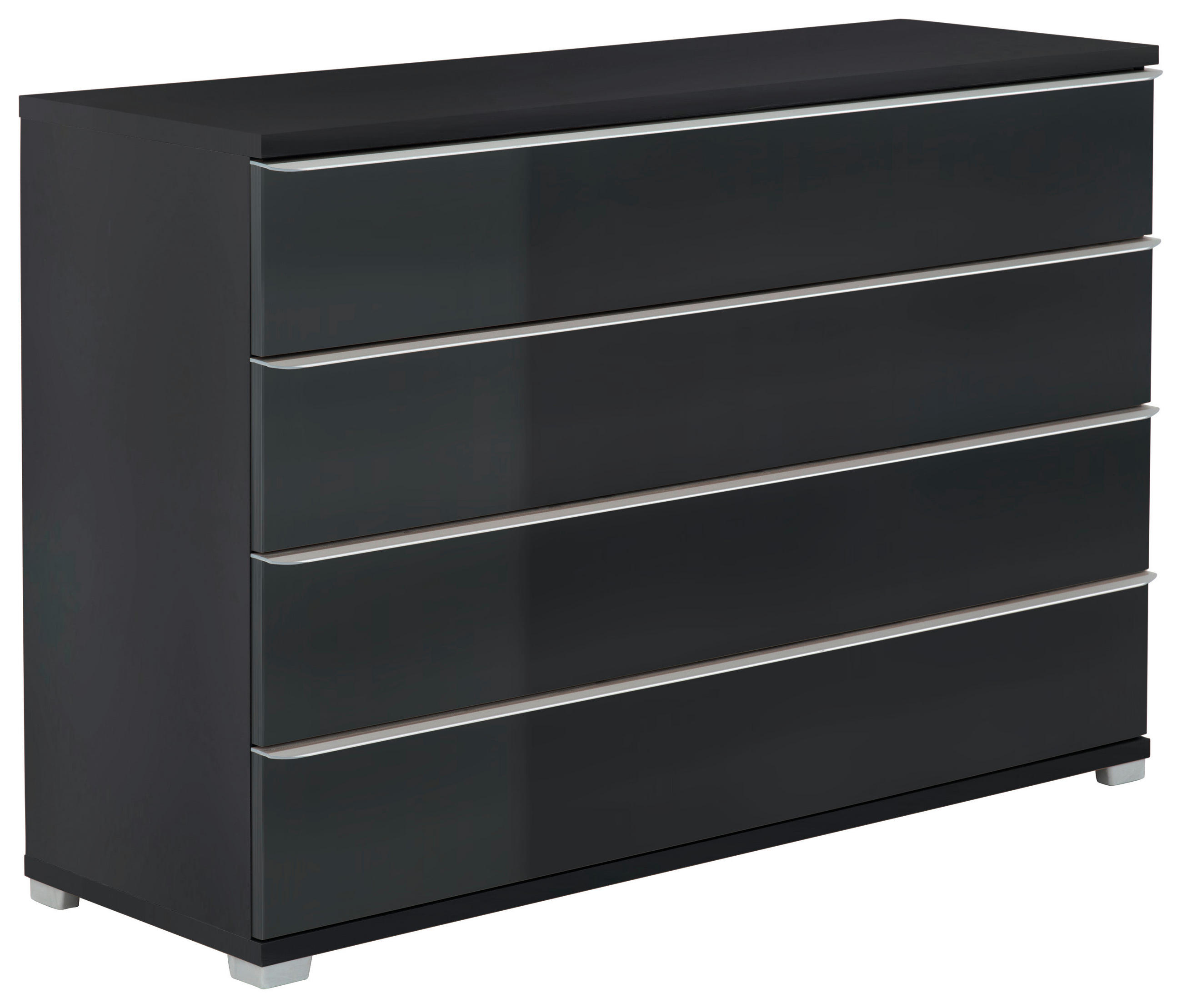 BYRÅ 120/80/40 cm  - aluminiumfärgad/antracit, Basics, trämaterial/glas (120/80/40cm) - Moderano
