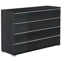 BYRÅ 120/80/40 cm  - aluminiumfärgad/antracit, Basics, trämaterial/glas (120/80/40cm) - Moderano
