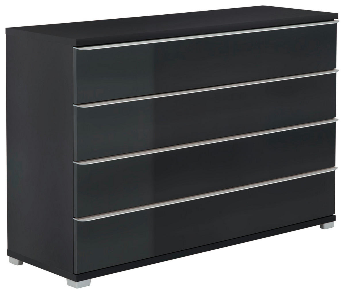 BYRÅ 120/80/40 cm  - aluminiumfärgad/antracit, Basics, trämaterial/glas (120/80/40cm) - Moderano