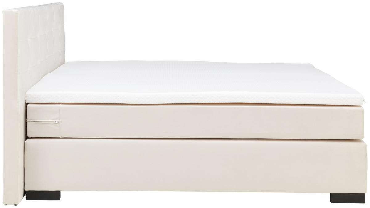 BOXSPRING-ÁGY 180/200 cm  krémszínű  - krémszínű/fekete, Modern, faalapú anyag/karton (180/200cm) - MID.YOU