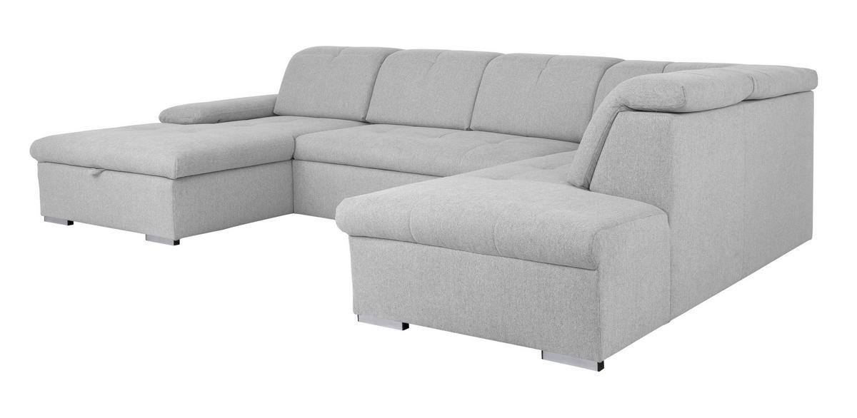 WOHNLANDSCHAFT Hellgrau  - Hellgrau/Grau, Design, Textil/Metall (173/328/215cm) - MID.YOU