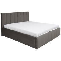 OBLAZINJENA POSTELJA 180 cm   x 200 cm  , tekstil siva  - barve kroma/siva, Moderno, kovina/tekstil (180/200cm) - MID.YOU