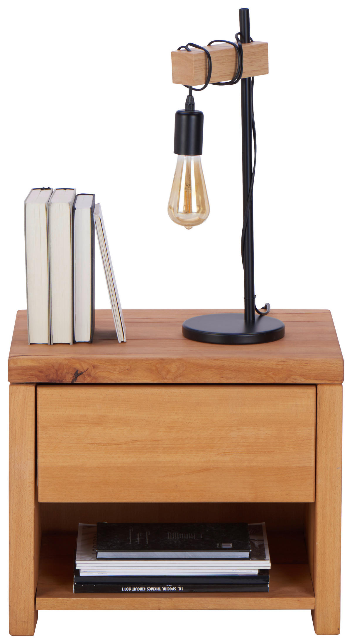 NACHTSCHRANK 50/43/38 cm Buche vollmassiv  - Natur, Holz (50/43/38cm) - Linea Natura