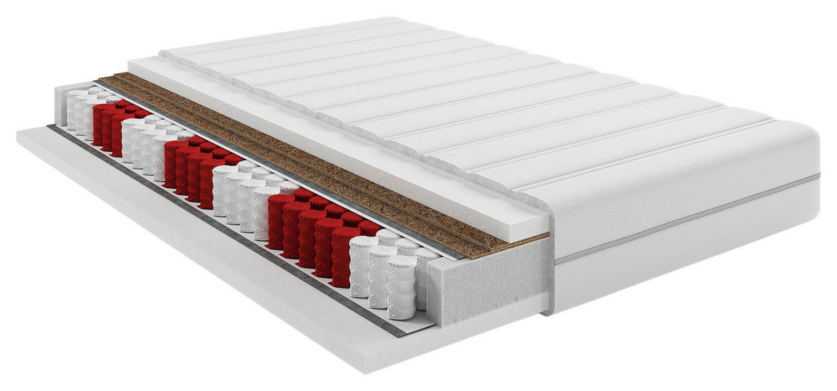 TASCHENFEDERKERNMATRATZE Moon H4/H5 180/200 cm Höhe ca. 21 cm  - Weiß, Basics, Textil (180/200cm) - Livetastic