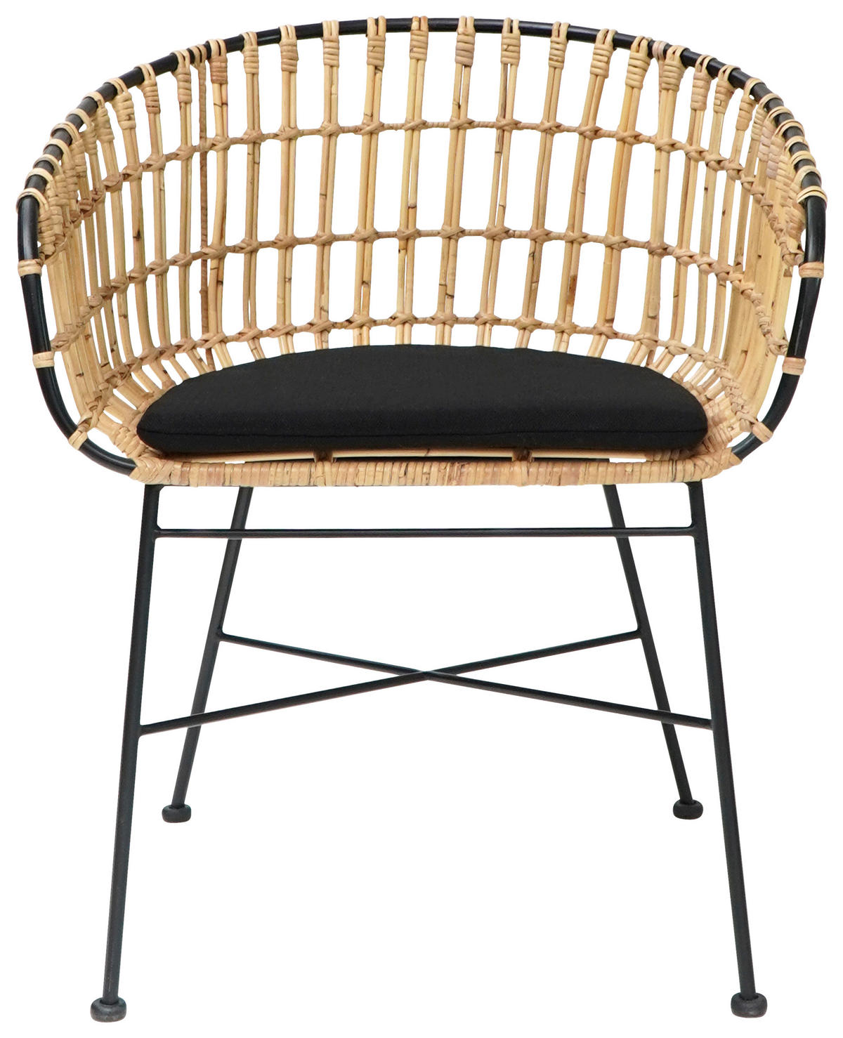 RATTANSESSEL - Schwarz/Naturfarben, Natur, Naturmaterialien/Textil (56/79/65cm) - Livetastic