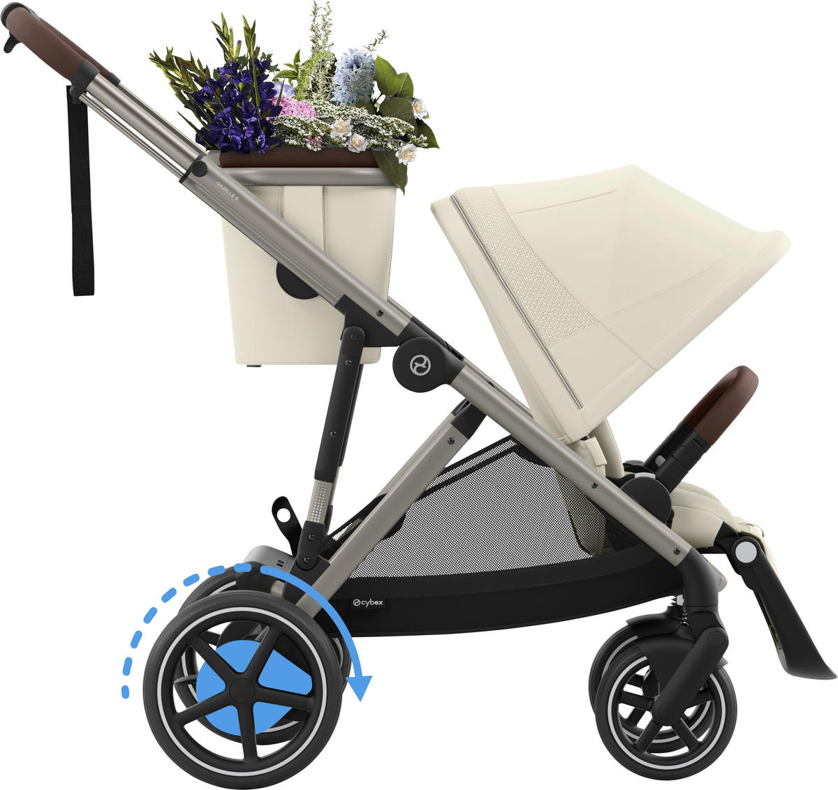 KINDERWAGEN E-GAZELLE S  - Taupe, Design, Kunststoff/Metall (94.5/66/100cm) - Cybex