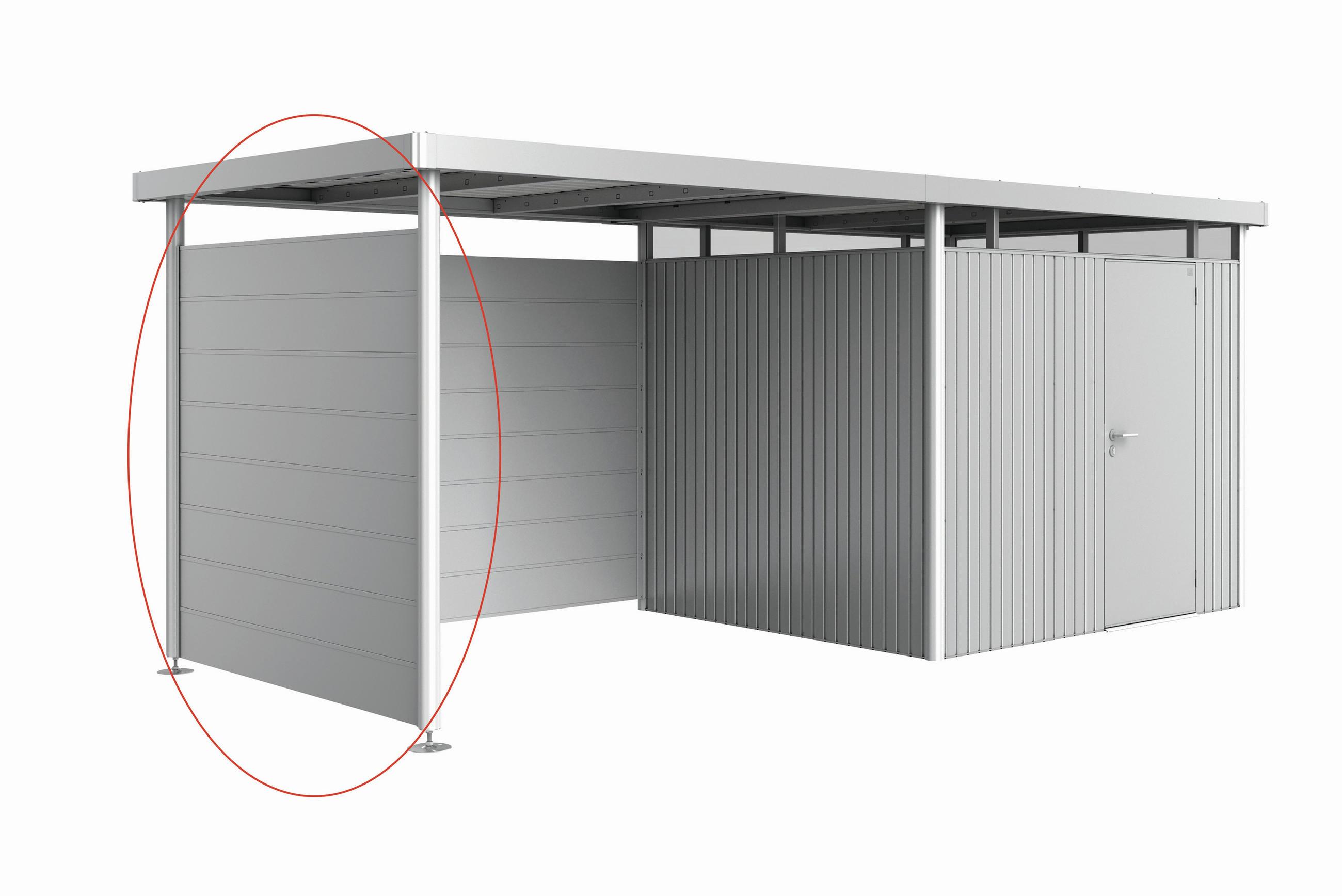 SEITENWAND GERÄTEHAUS HIGHLINE 197/181/2,5 cm   - Silberfarben, Basics, Metall (197/181/2,5cm) - Biohort