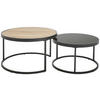 COUCHTISCHSET in Metall, Glas, Holzwerkstoff 65-80/65-80/38-40 cm  - Eichefarben/Schwarz, Design, Glas/Holzwerkstoff (65-80/65-80/38-40cm) - MID.YOU