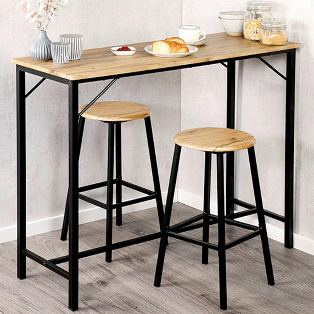 SERVIERWAGEN Schwarz, Eichefarben  - Eichefarben/Schwarz, Trend, Holzwerkstoff/Metall (110/40/88cm) - Kesper