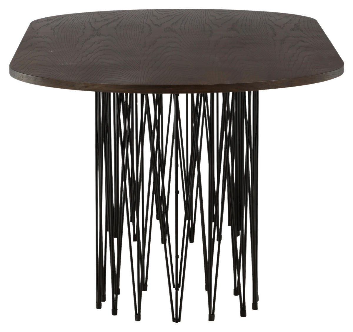 ESSTISCH furniert oval Schwarz, Dunkelbraun  - Dunkelbraun/Schwarz, Design, Holz/Metall (220/100/74cm) - Livetastic