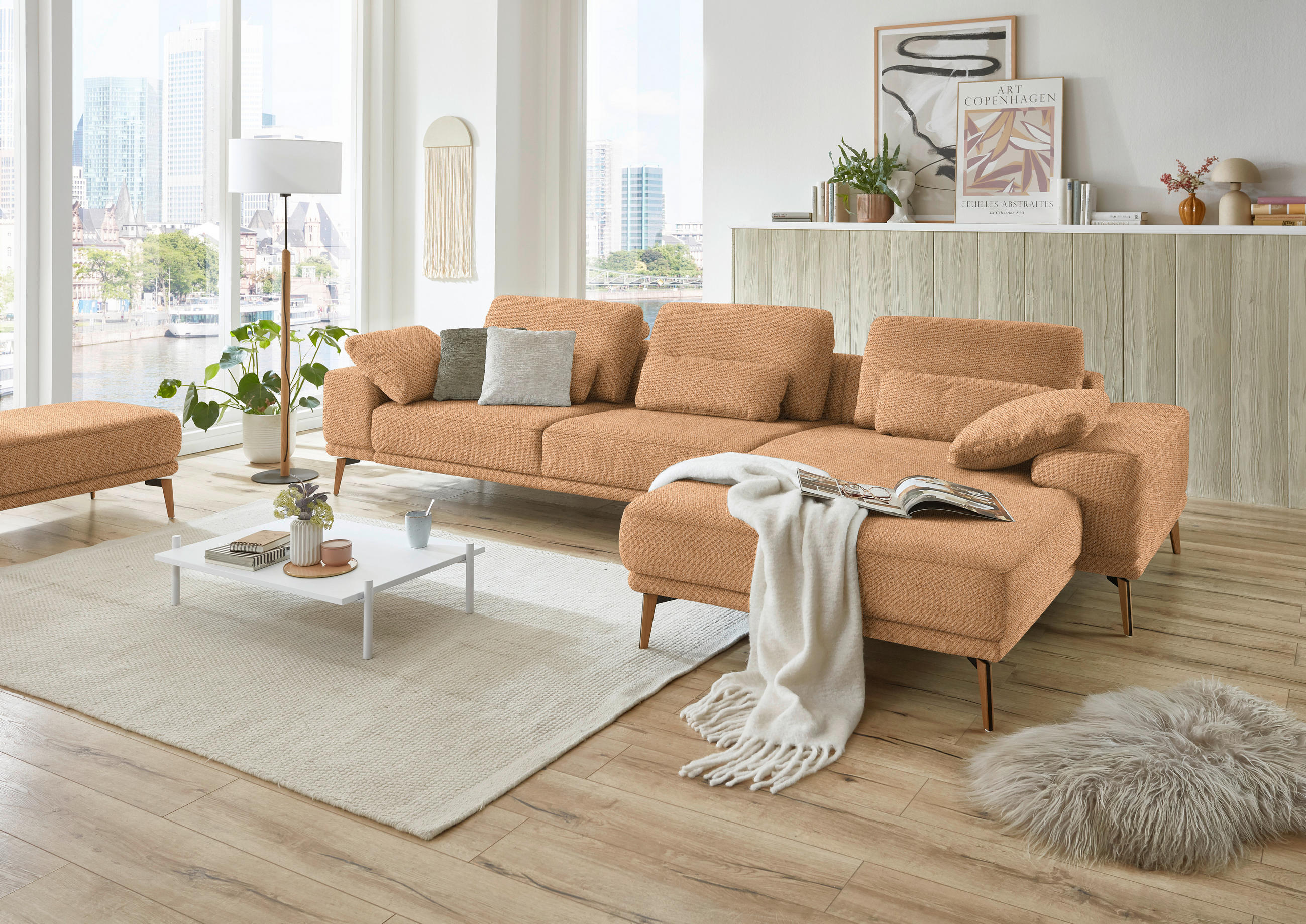ECKSOFA in Flachgewebe Currygelb  - Wildeiche/Currygelb, Design, Holz/Textil (334/193cm) - Niels Andersson