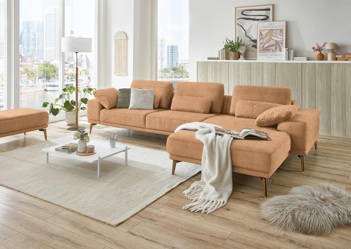 ECKSOFA in Flachgewebe Currygelb  - Wildeiche/Currygelb, Design, Holz/Textil (334/193cm) - Niels Andersson