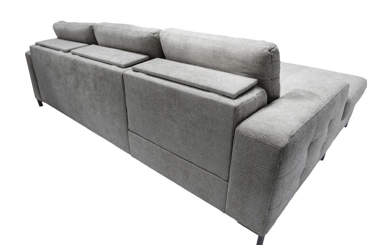 ECKSOFA in Struktur Grau  - Schwarz/Grau, Design, Textil/Metall (176/255cm) - Livetastic