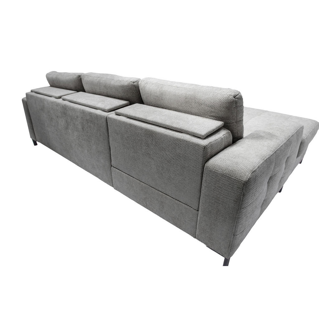 Thumbnail - Livetastic Ecksofa Bonito, Grau, Textil, 3-Sitzer, Füllung: Silikon, Ottomane links, L-Form, 255x176 cm, Made in EU, Lie...