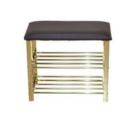 SCHUHBANK  in 57/50/30 cm  - Messingfarben/Braun, Design, Textil/Metall (57/50/30cm) - MID.YOU