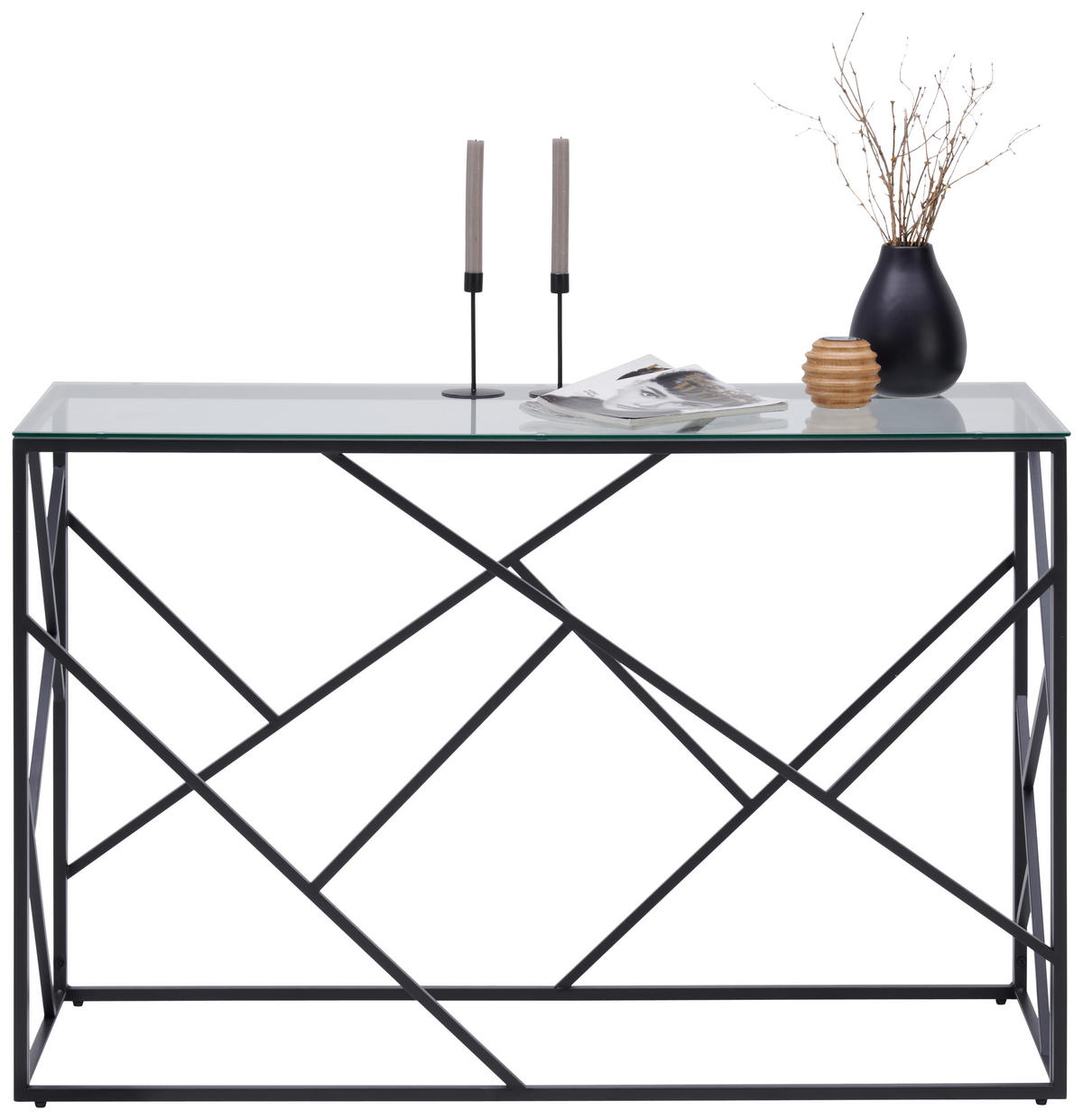KONSOLENTISCH in Metall, Glas 120/45/77 cm   - Klar/Schwarz, Trend, Glas/Metall (120/45/77cm) - Xora