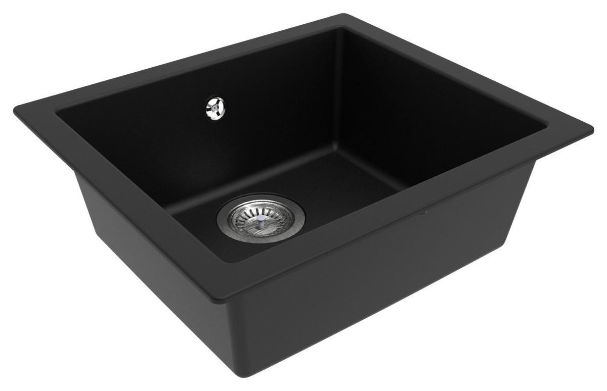 SPÜLE 1712OHIO50X44S  - Schwarz, Trend, Glas/Kunststoff (50/19/44cm) - Respekta