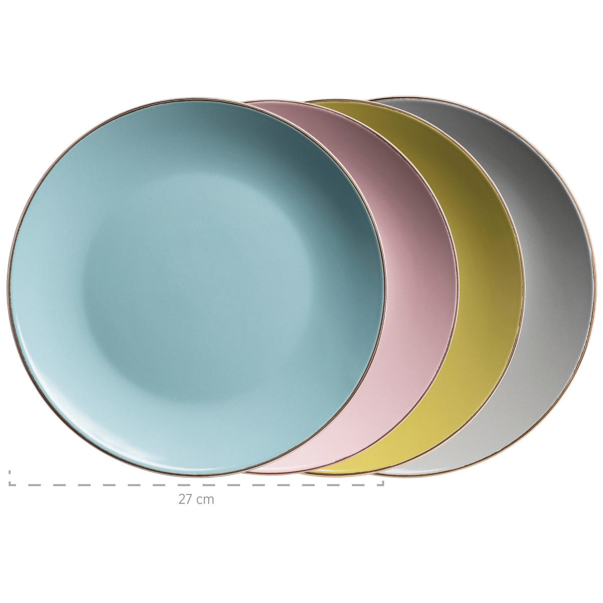 KOMBISERVICE Metallic Rim 16-teilig  - Blau/Rosa, Basics, Keramik (37/23,5/32,3cm) - Mäser
