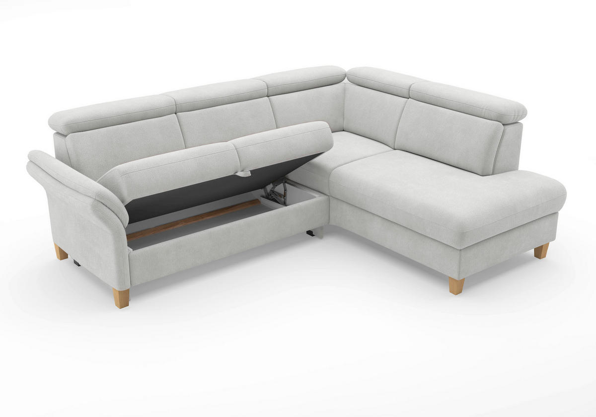 ECKSOFA GLENDALE E Silberfarben Flachgewebe  - Eichefarben/Silberfarben, KONVENTIONELL, Holz/Textil (247/193cm) - Sit & More