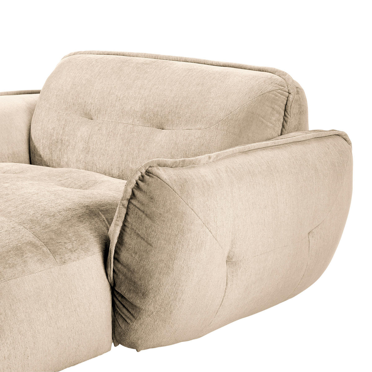 XXL-SESSEL in Chenille Creme  - Creme/Schwarz, Modern, Kunststoff/Textil (182/87/184cm) - Trendmanufaktur