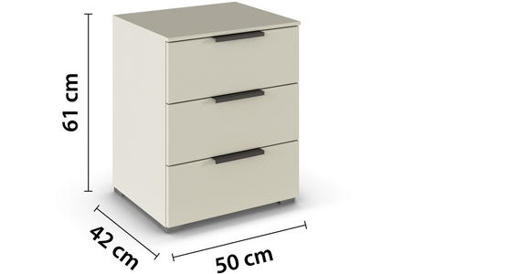 NACHTSCHRANK 50/61/42 cm  - Champagner/Silberfarben, Trend, Holzwerkstoff/Metall (50/61/42cm) - Novel