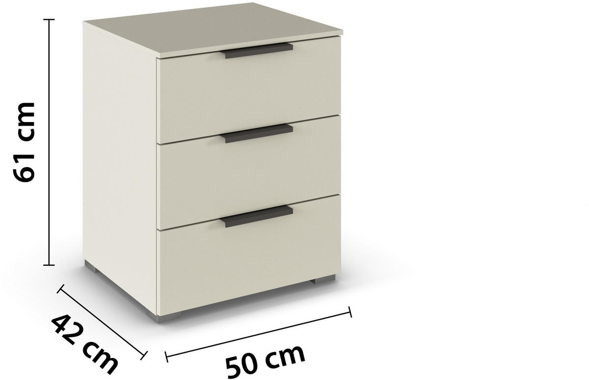 NACHTTISCH 50/61/42 cm  in Champagner  - Champagner/Silberfarben, Trend, Holzwerkstoff/Metall (50/61/42cm) - Novel