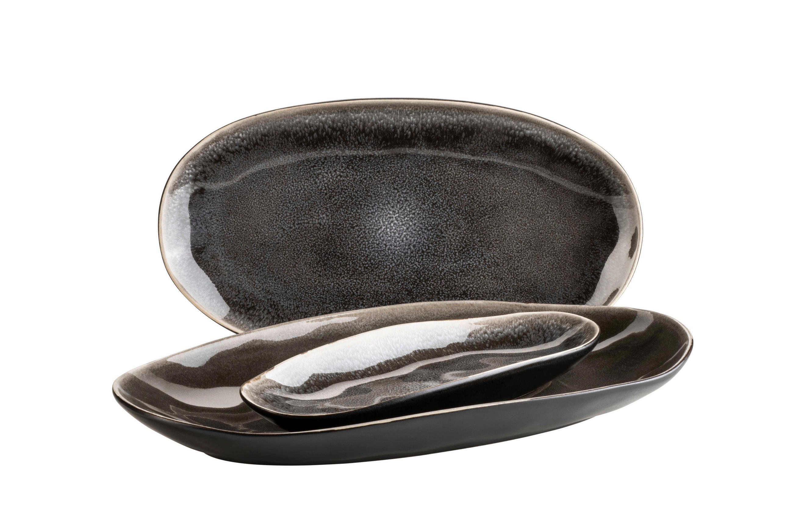 SERVIERPLATTE - Schwarz/Braun, Basics, Keramik (33/19cm) - Mäser